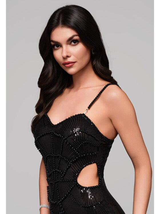 Ombre Ombre Večerní šaty LA-OM-DLR146 Černá Slim Fit