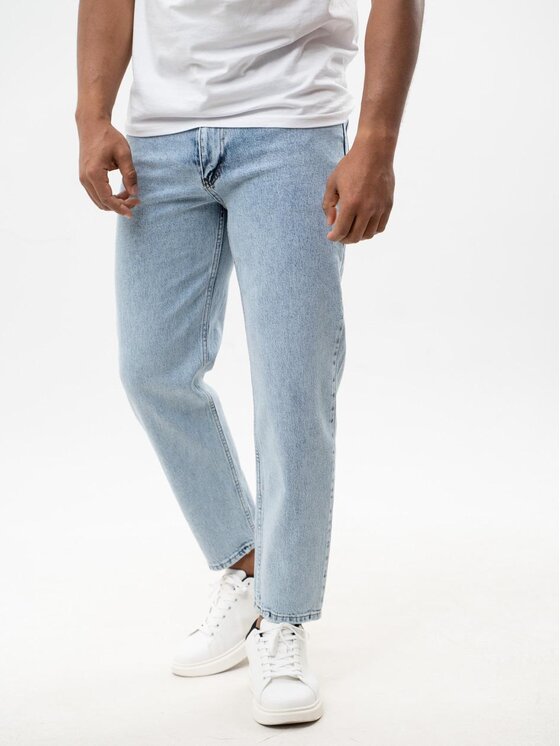 Jigga Wear Jigga Wear Jeansy Spodnie Jeansowe Carrot Męskie Sprane Jasne Niebieskie Jigga Wear Crown M Niebieski Carrot Fit