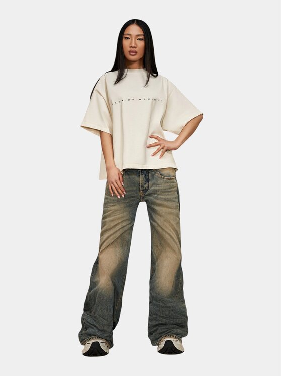 MADE BY SOCIETY MADE BY SOCIETY T-Shirt Tricou NEUTRAL BASIS - T27190 Beżowy Basic Fit