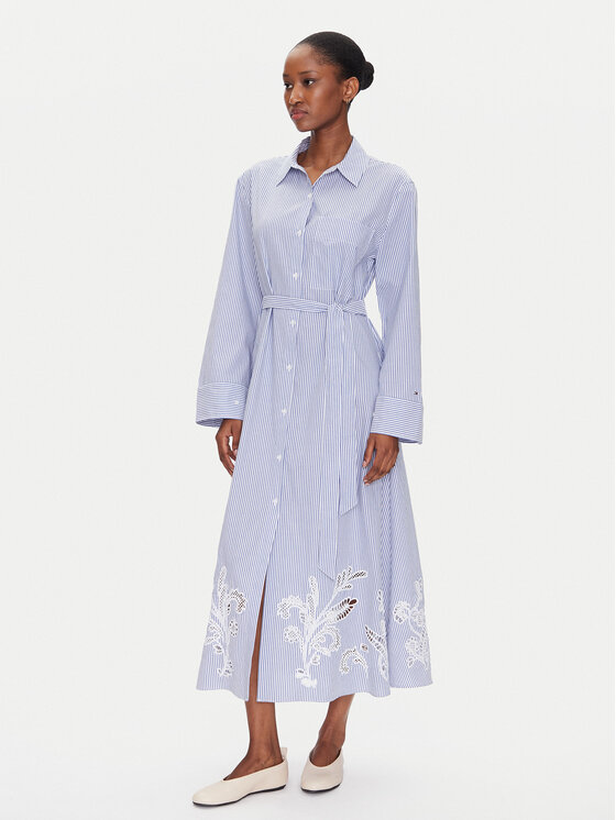 Tommy Hilfiger Tommy Hilfiger Rochie tip cămașă WW0WW44660 Albastru celest Regular Fit