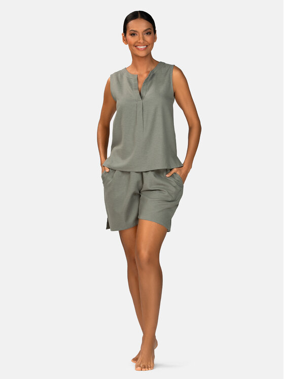 Feba Feba Szorty materiałowe F251 Khaki Comfort Fit