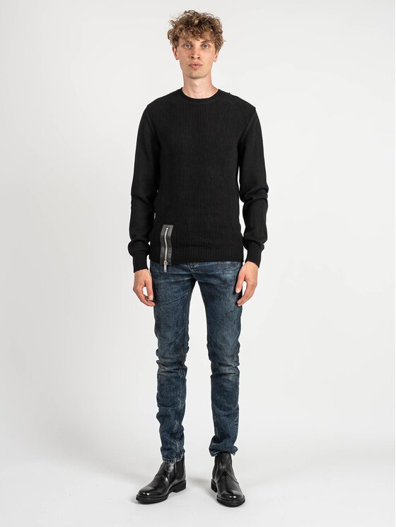 Les Hommes Les Hommes Πουλόβερ LKK110 607L | Jumper with Zip Μαύρο Regular Fit