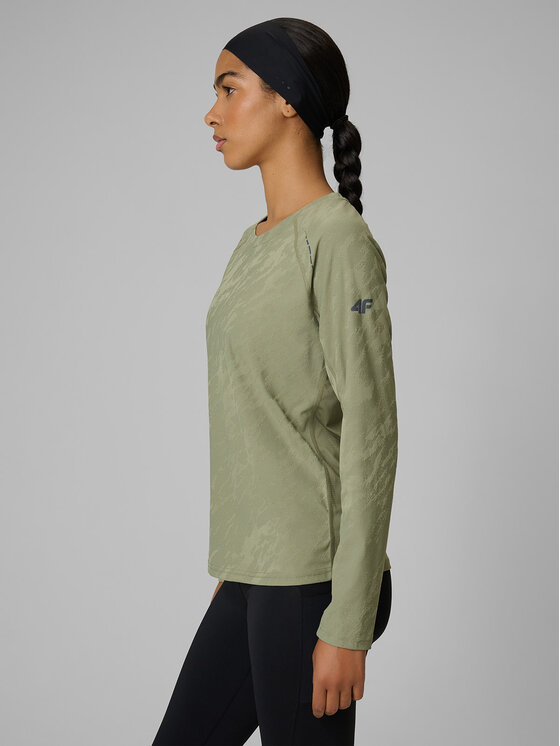 4F 4F Koszulka techniczna RUNNING Khaki Regular Fit