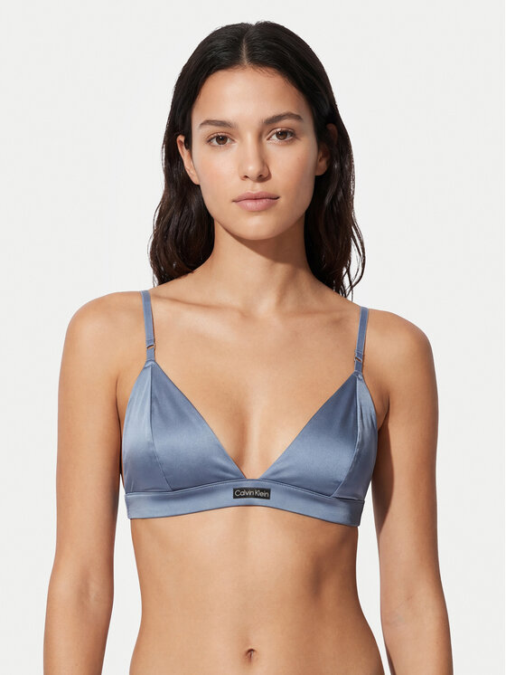 Calvin Klein Underwear Calvin Klein Underwear Podprsenka Bralette Signature Satin LV00QF8392 Světle modrá