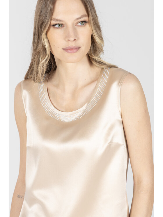 Deni Cler Milano Deni Cler Milano Top W-DC-0006-F2-G7-12-1 Beżowy Regular Fit