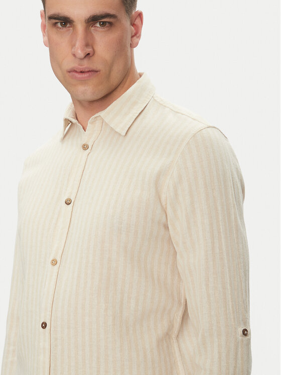 INDICODE INDICODE Πουκάμισο Dikson 20-511 Μπεζ Regular Fit