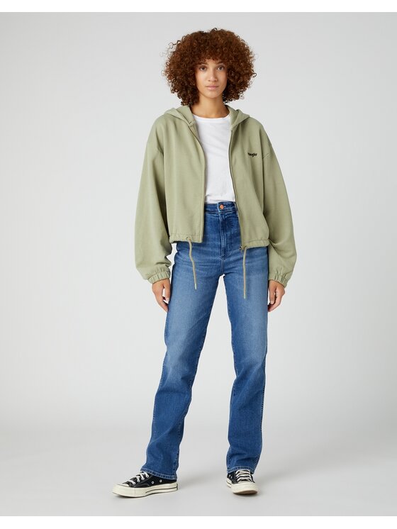 Wrangler Wrangler Jeansy Mom Straight Smoke Sea Niebieski Relaxed Fit