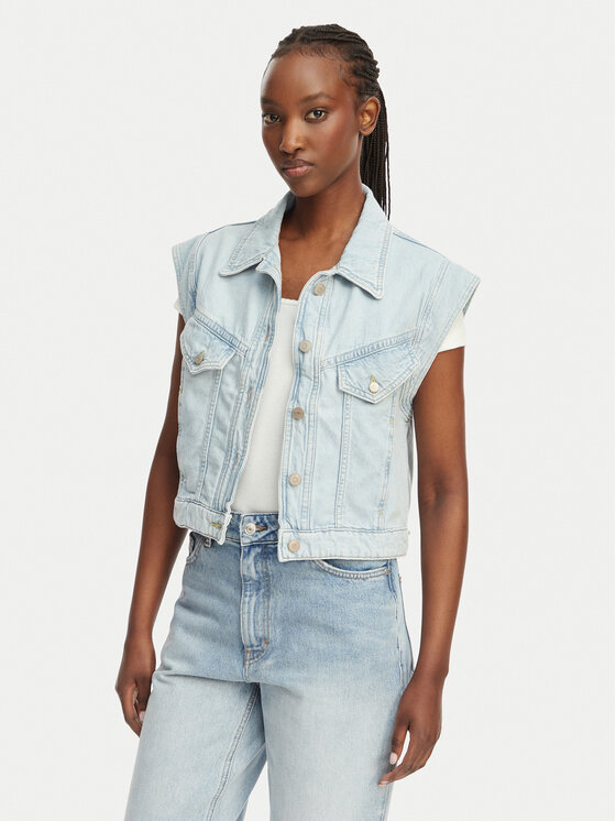 BOSS Vestă elegantă C Vest 1.0 50561036 Albastru deschis Boxy Fit