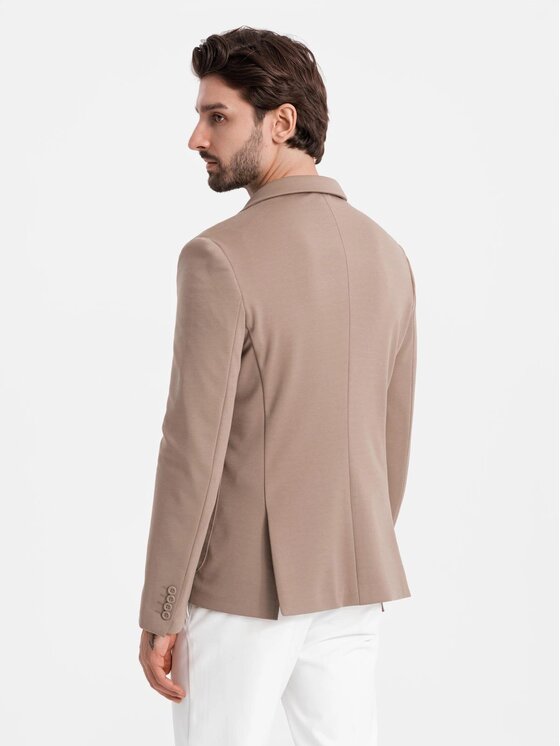 Ombre Ombre Marynarka OM-BLZB-0127 Beżowy Regular Fit
