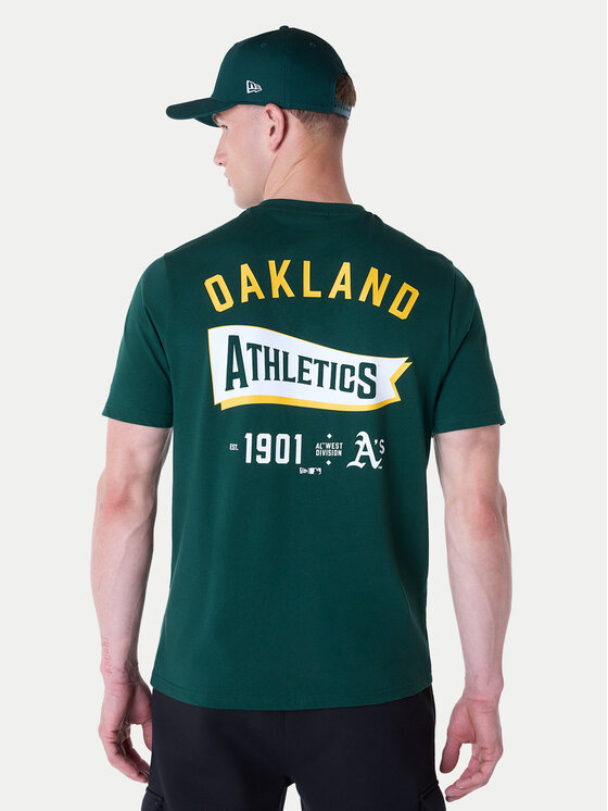 New Era New Era Tricou Oakland Athletics MLB Pennant Graphic 60596214 Verde Regular Fit