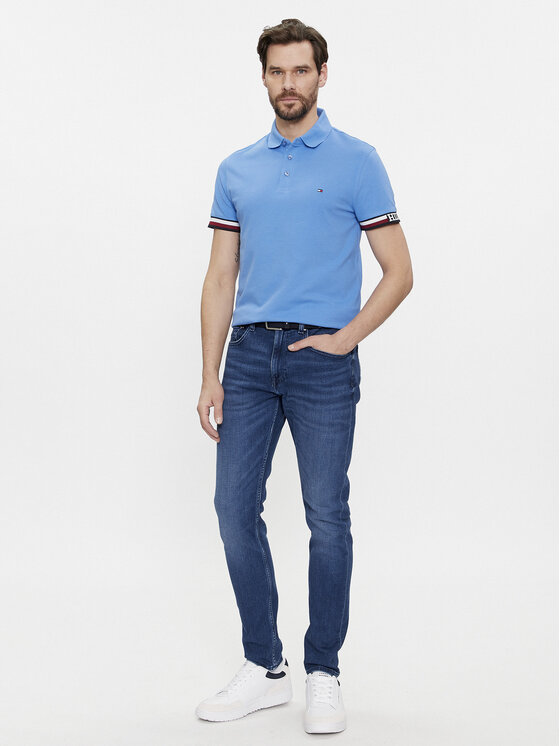 Tommy Hilfiger Tommy Hilfiger Polokošeľa Monotype Flag MW0MW33585 Modrá Slim Fit