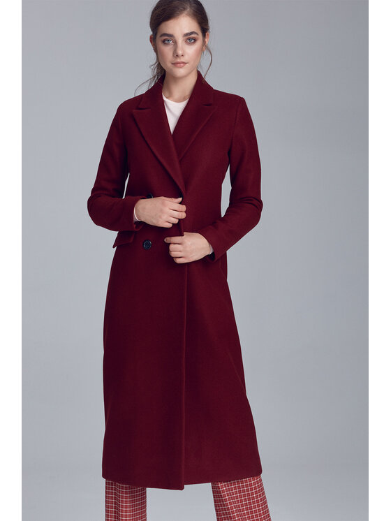 NIFE NIFE Płaszcz Płaszcz Bordowy Classic Fit