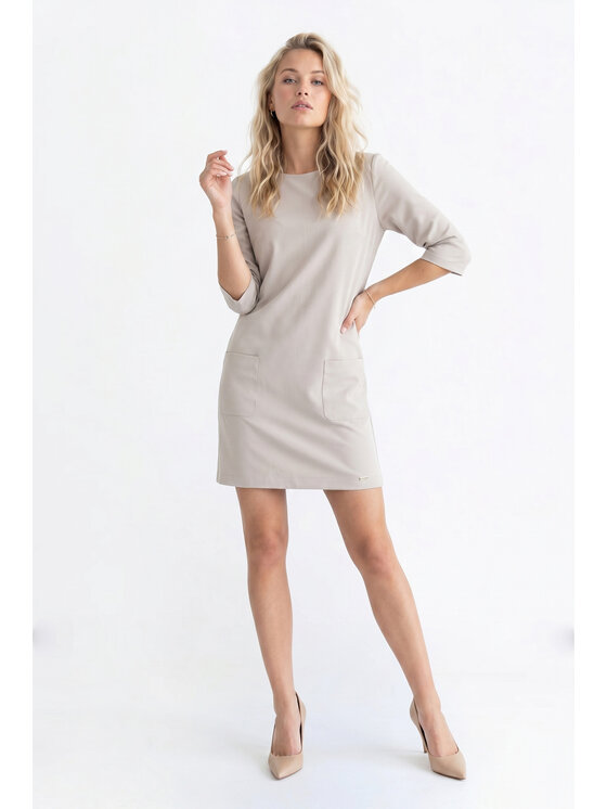 FIGL FIGL Koktejlové šaty M1350 Béžová Straight Fit