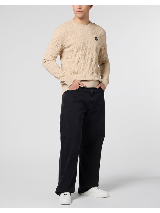 PHILIPP PLEIN PHILIPP PLEIN Sweter 29913 Beżowy Regular Fit