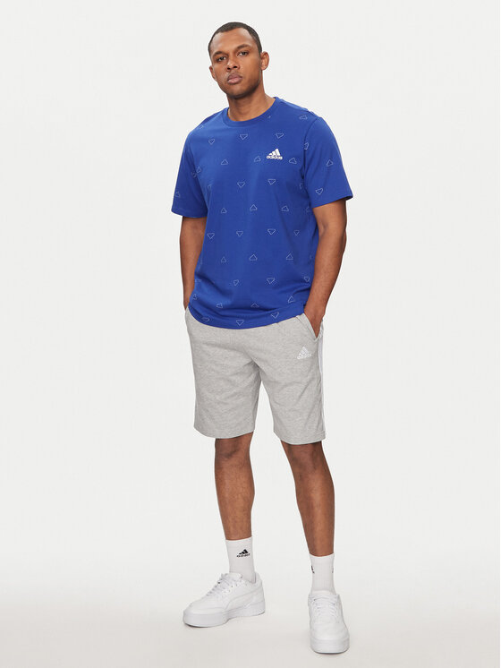 adidas adidas Tričko Seasonal Essentials Monogram Graphic IU0284 Modrá Regular Fit