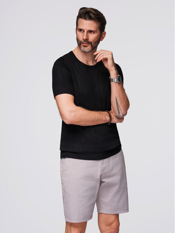 Ombre Ombre T-Shirt OM-TSCT-0251 Czarny Regular Fit