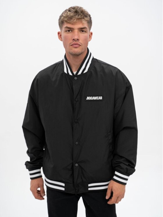 Jigga Wear Jigga Wear Kurtka bomber Kurtka Baseball Męska Czarna / Biała Jigga Wear Crown L Czarny Regular Fit