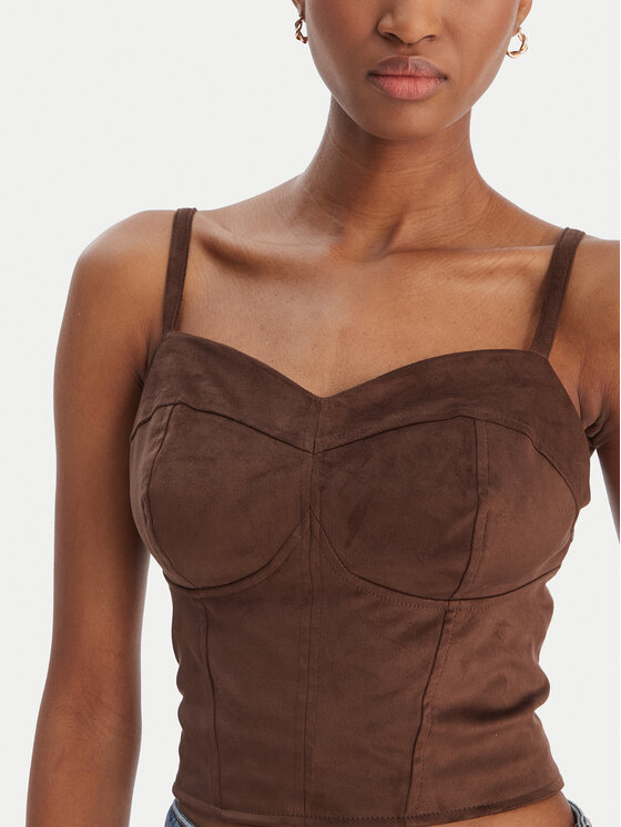 Guess Guess Top W6RH03 WJ472 Brązowy Slim Fit