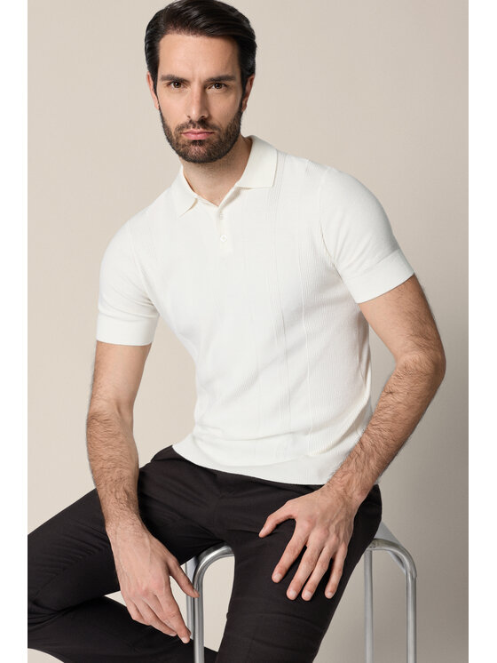 Lancerto Lancerto Polo Nino PO073126000021 Kremowy Regular Fit