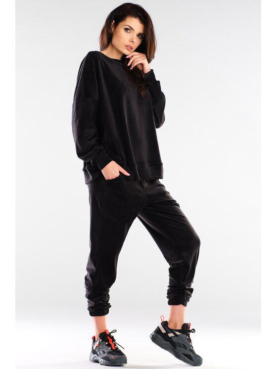 Awama Awama Spodnie damskie A411 Czarny Basic Fit