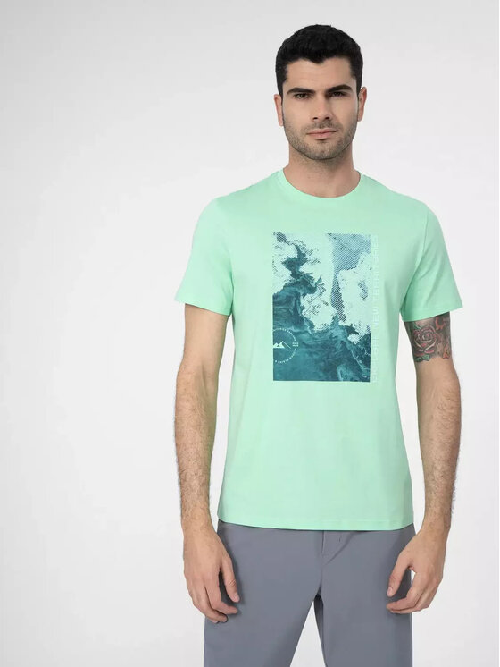 4F 4F T-Shirt TTSHM485 Zielony Comfortable Fit