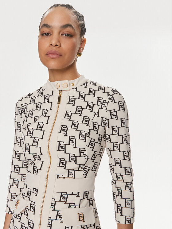 Elisabetta Franchi Elisabetta Franchi Koktel haljina AB-533-41E2-V540 Écru Regular Fit