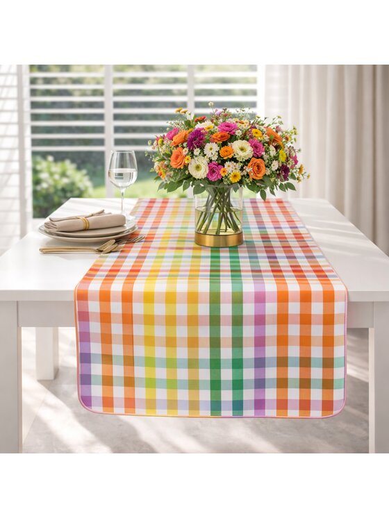 Roseberry Home Roseberry Home Bieżnik Rainbow Gingham Kolorowy