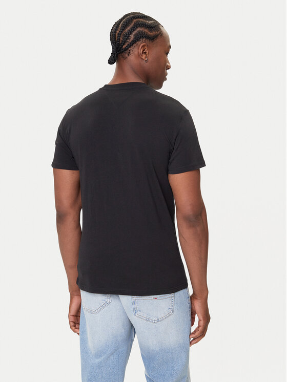 Tommy Jeans Tommy Jeans T-krekls Linear Chest DM0DM21780 Melns Slim Fit