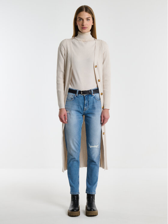 BIG STAR BIG STAR Kardigan NEKA Kremowy Basic Fit