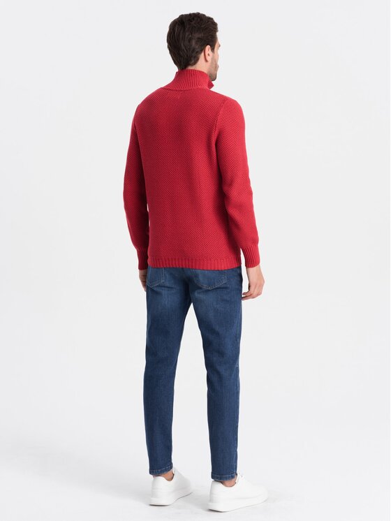 Ombre Ombre Svetr OM-SWZS-0105 Červená Regular Fit