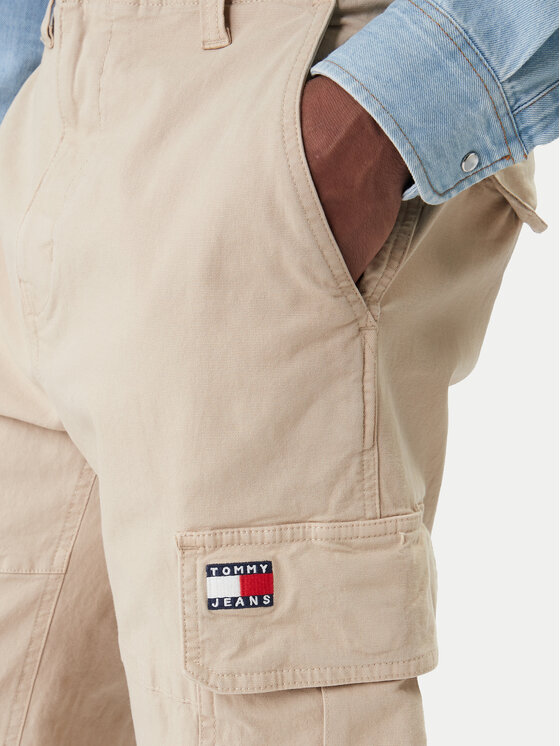 Tommy Jeans Tommy Jeans Bavlnené nohavice Sonny DM0DM22651 Béžová Slim Fit