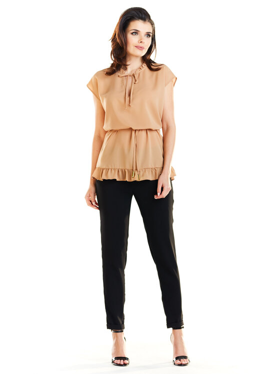 Awama Awama Bluzka A269 Brązowy Basic Fit