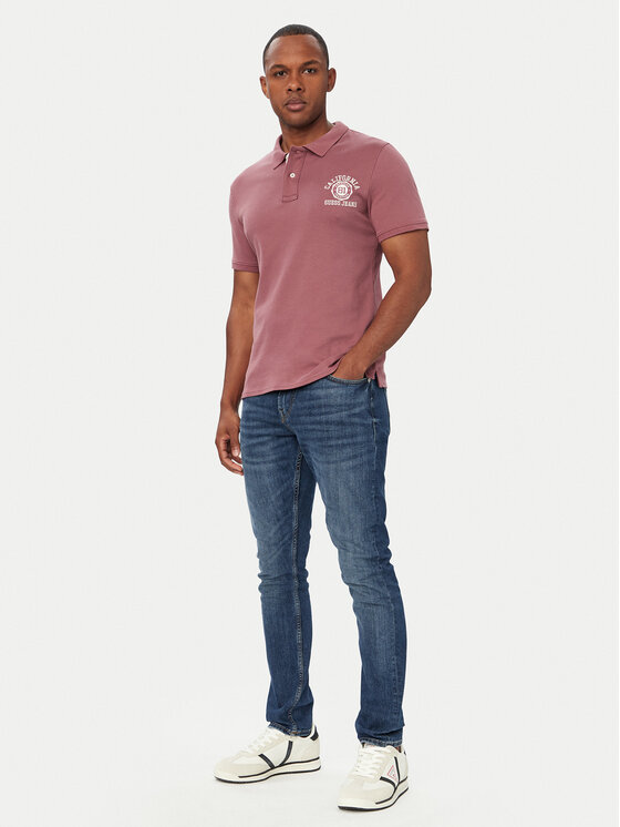 Guess Jeans Guess Jeans Тениска с яка и копчета M6YP05 K3978 Виолетов Regular Fit