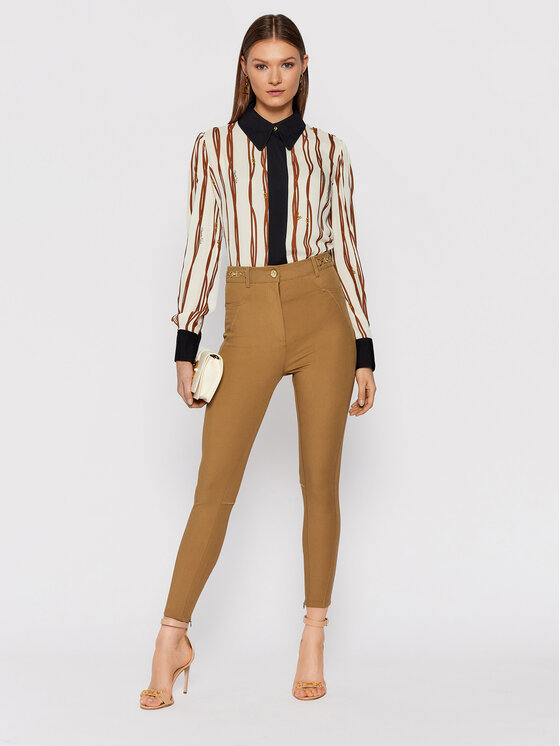 Pantaloni di tessuto PA-011-16E2-V360 Marrone Slim...