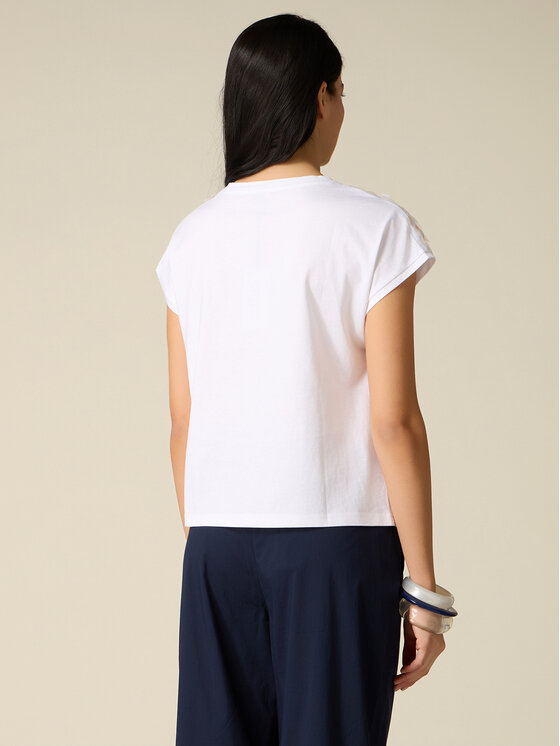 Oltre Oltre T-Shirt G088J004318N0S2 Biały Regular Fit