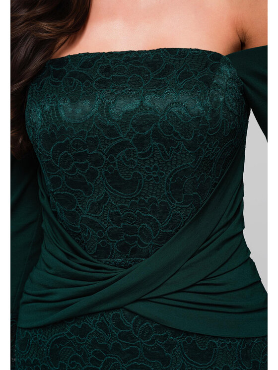 Ombre Ombre Sukienka wieczorowa LA-OM-DLR243 Zielony Regular Fit