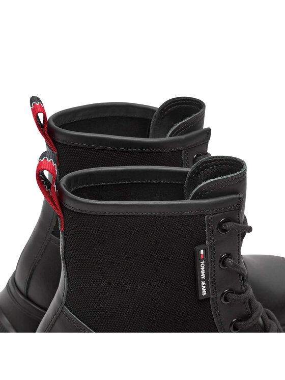 Tommy Jeans Tommy Jeans Trapery Tjw Chunky Lace Up Boot Mix Mat EN0EN02554 Czarny