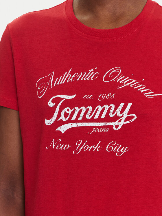 Tommy Jeans Tommy Jeans T-Shirt Essential DW0DW21404 Czerwony Regular Fit