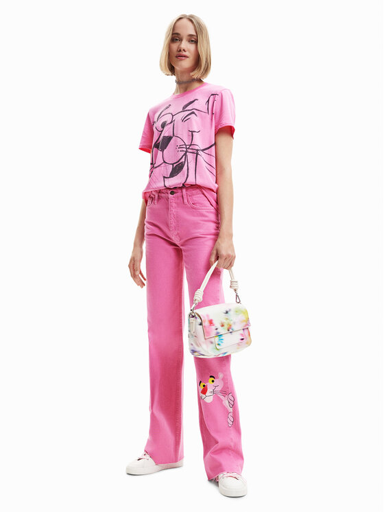 Desigual Desigual Marškinėliai PINK PANTHER 23SWTK81 Rožinė Regular Fit
