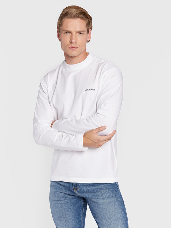 Calvin Klein Calvin Klein Hosszú ujjú Micro Logo K10K110179 Fehér Regular Fit