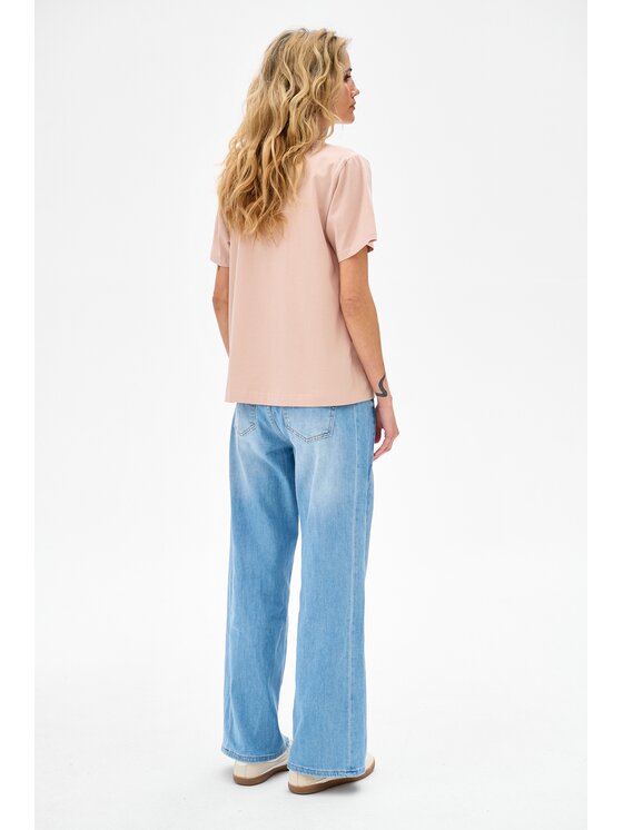 blue shadow blue shadow T-Shirt Mango Beżowy Regular Fit