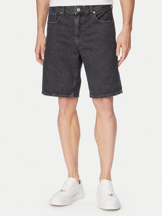 Karl Lagerfeld Jeans Pantaloni scurți de blugi B2M10077 Gri Straight Fit