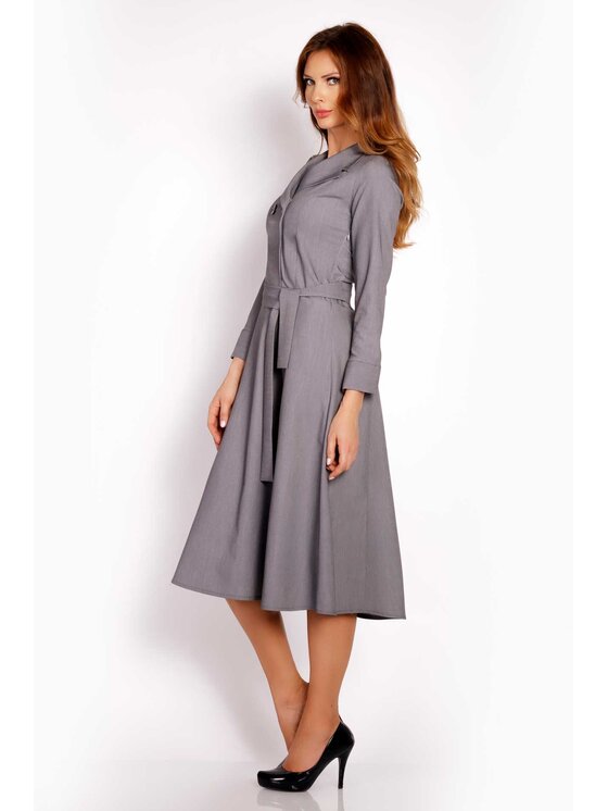 Awama Awama Sukienka koktajlowa L016 Szary Basic Fit