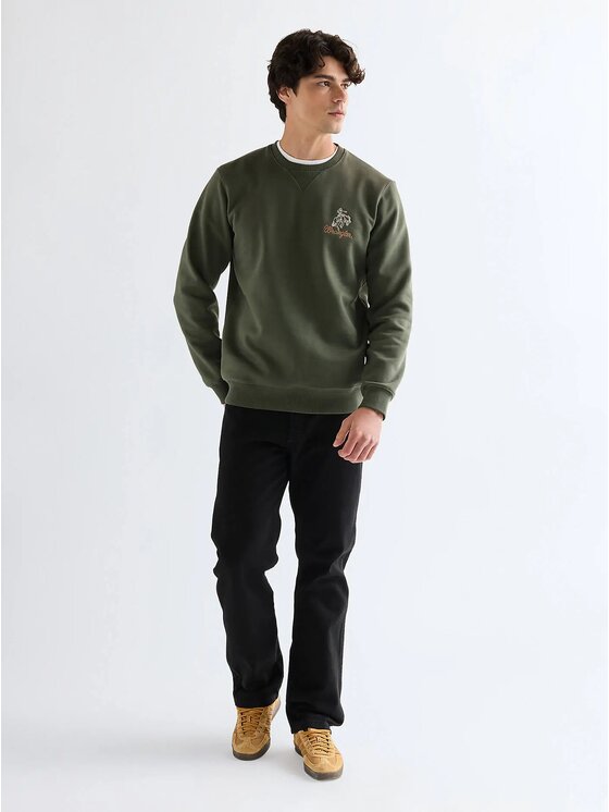 Wrangler Wrangler Felpa EMBROIDERY CREW Verde Comfort Fit