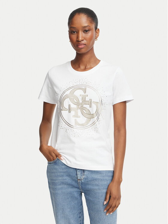 Guess Guess Tricou W6BI30 K6051 Alb Regular Fit