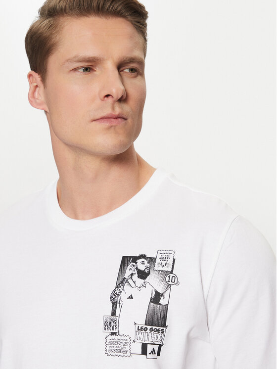 adidas adidas T-särk Messi Icon Graphic JJ1414 Valge Regular Fit