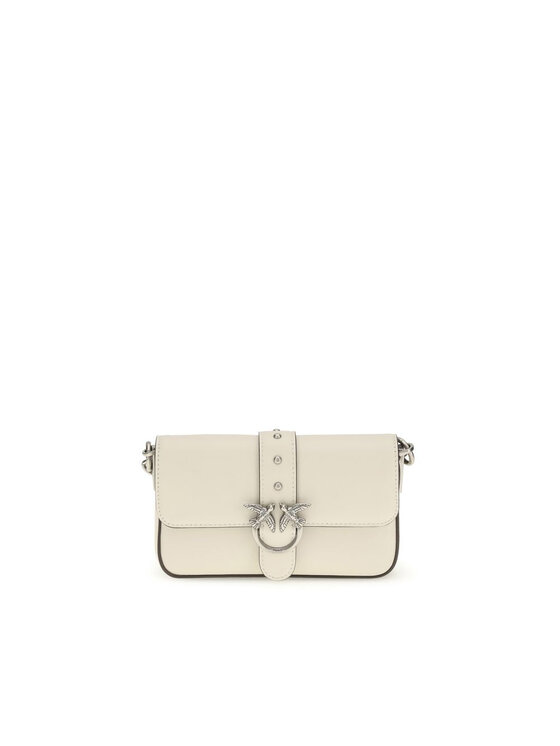 PINKO PINKO Torebka White Calf Leather Bos Taurus Shoulder Biały