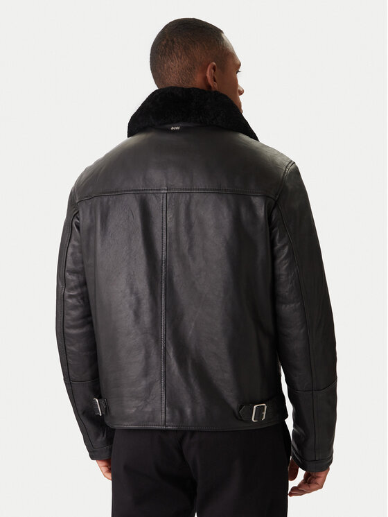 BOSS BOSS Kožená bunda H-Mupablo 50540917 Černá Regular Fit