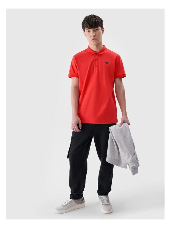 4F 4F Polokošeľa 4FWMM00TPTSM367-62S Červená Regular Fit