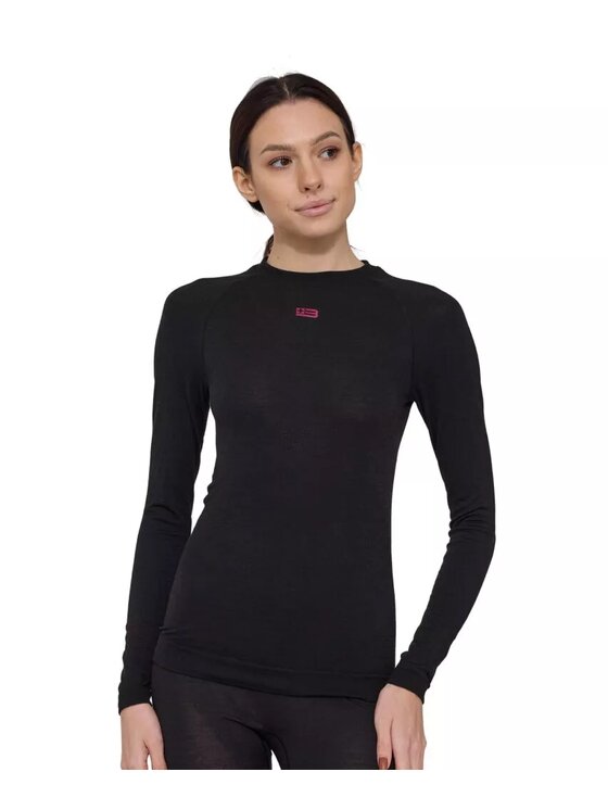 Brubeck Brubeck Bluza LS1734W Merino Wool Czarny Regular Fit